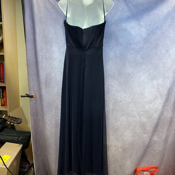 Navy Spaghetti Strap Gown with Crystal Beaded Bodice - Picture 5 of 9